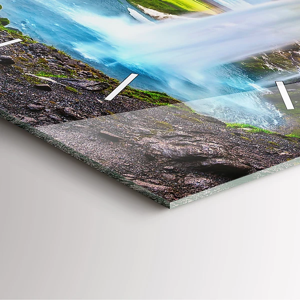 Wanduhr quadratisch mit motiv Wasserfall in Island