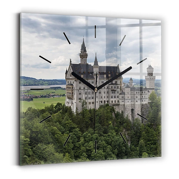 Wanduhr quadratisch mit motiv Schloss Neuschwanstein