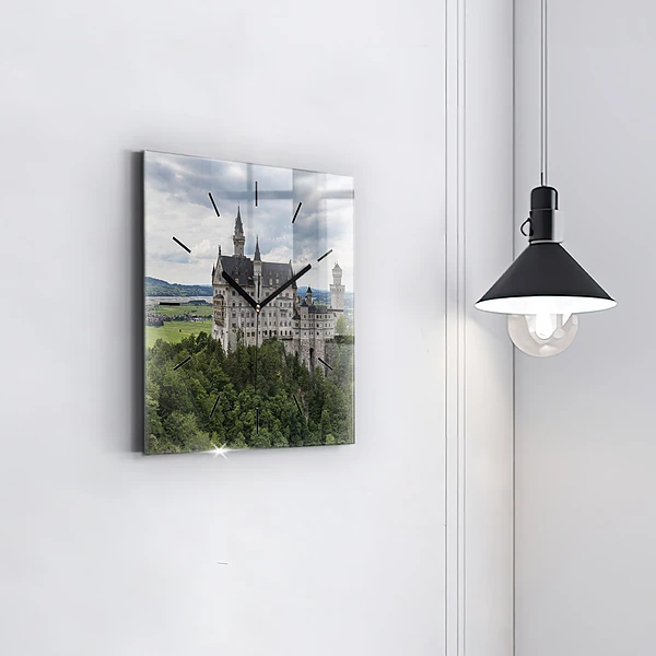 Wanduhr quadratisch mit motiv Schloss Neuschwanstein