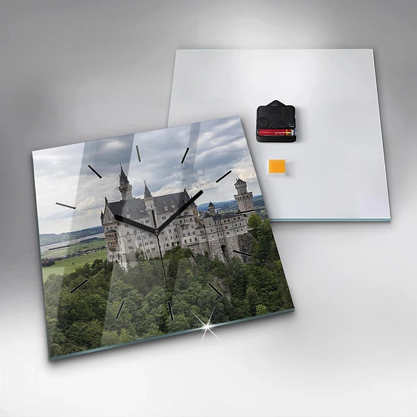 Wanduhr quadratisch mit motiv Schloss Neuschwanstein