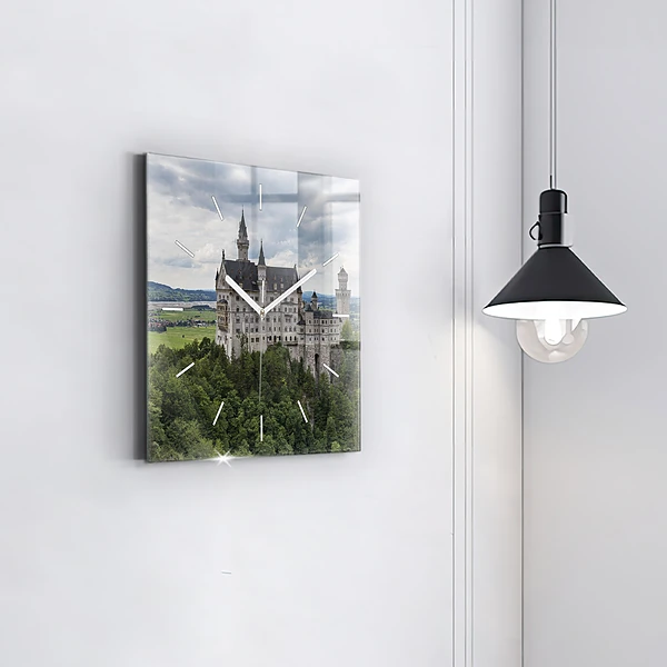 Wanduhr quadratisch mit motiv Schloss Neuschwanstein