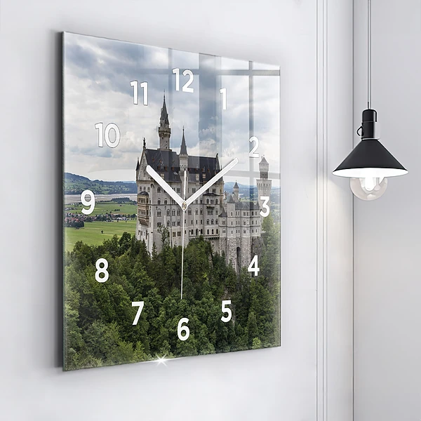 Wanduhr quadratisch mit motiv Schloss Neuschwanstein