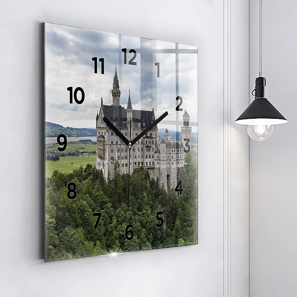 Wanduhr quadratisch mit motiv Schloss Neuschwanstein