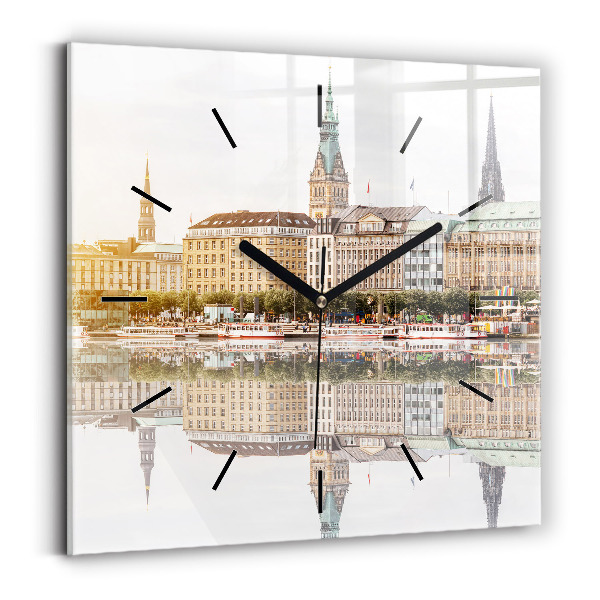 Wanduhr modern quadratisch Hamburg Fluss Deutschland