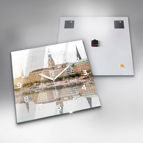 Wanduhr modern quadratisch Hamburg Fluss Deutschland