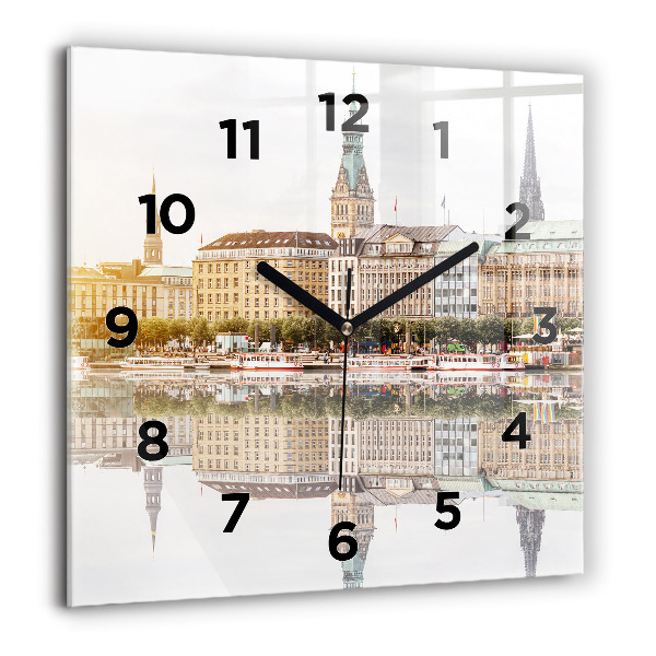 Wanduhr modern quadratisch Hamburg Fluss Deutschland