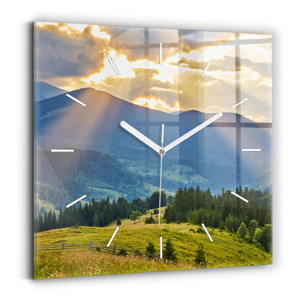 Wanduhr quadratisch Landschaft mit Wäldern