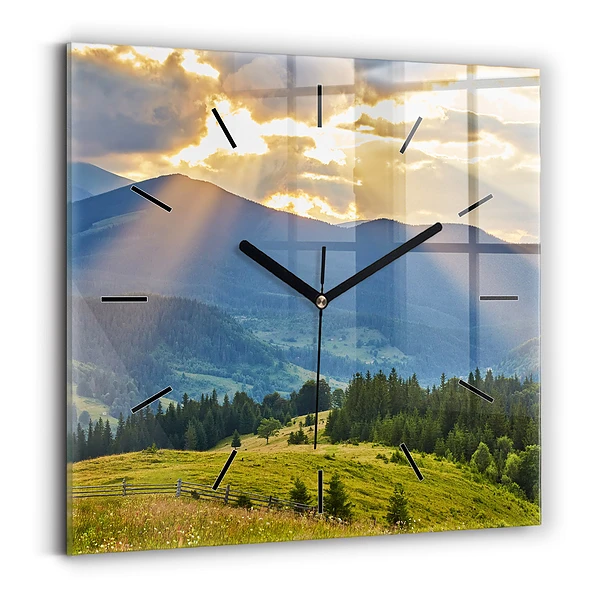 Wanduhr quadratisch Landschaft mit Wäldern