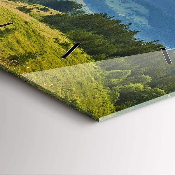 Wanduhr quadratisch Landschaft mit Wäldern
