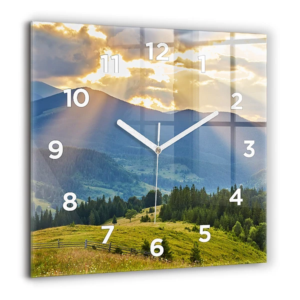 Wanduhr quadratisch Landschaft mit Wäldern