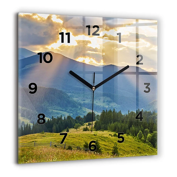 Wanduhr quadratisch Landschaft mit Wäldern