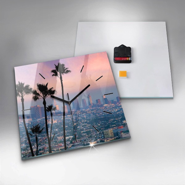 Wanduhr modern quadratisch Sonnenuntergang in Los Angeles