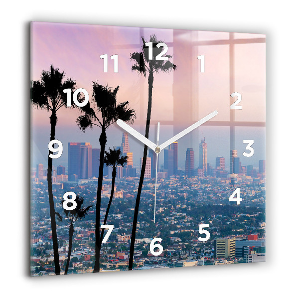 Wanduhr modern quadratisch Sonnenuntergang in Los Angeles
