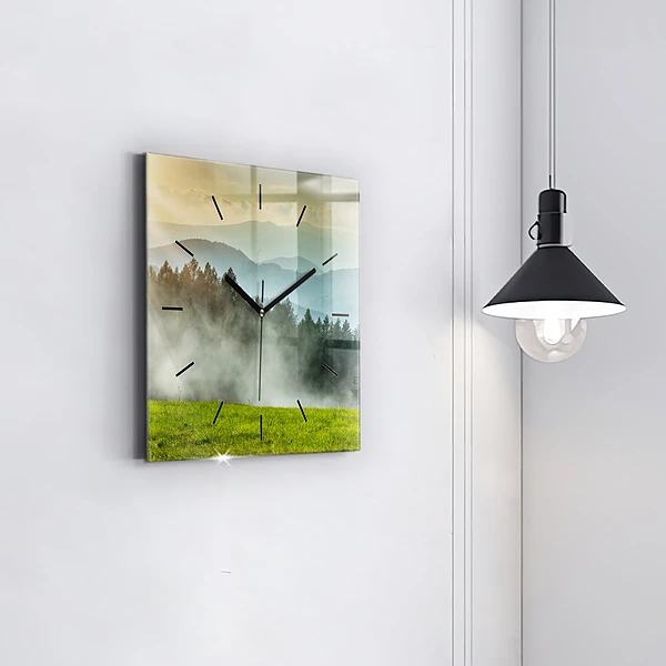 Wanduhr quadratisch mit motiv Berglandschaft