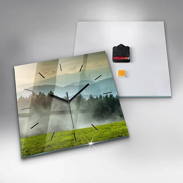 Wanduhr quadratisch mit motiv Berglandschaft