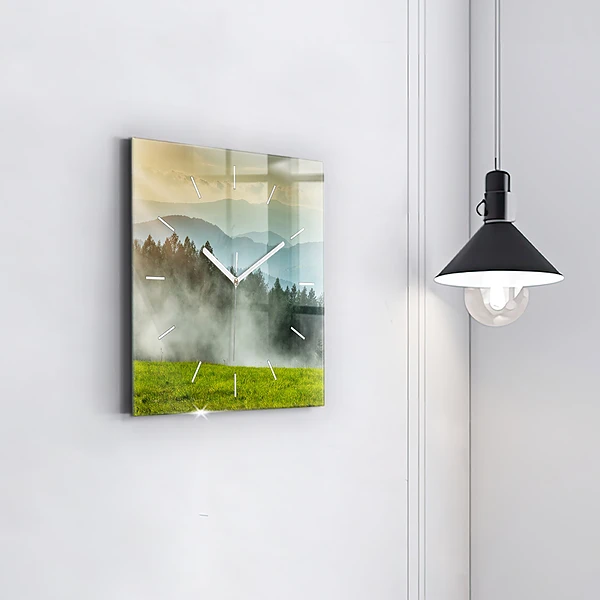Wanduhr quadratisch mit motiv Berglandschaft
