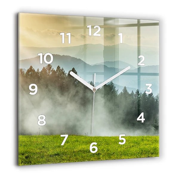 Wanduhr quadratisch mit motiv Berglandschaft