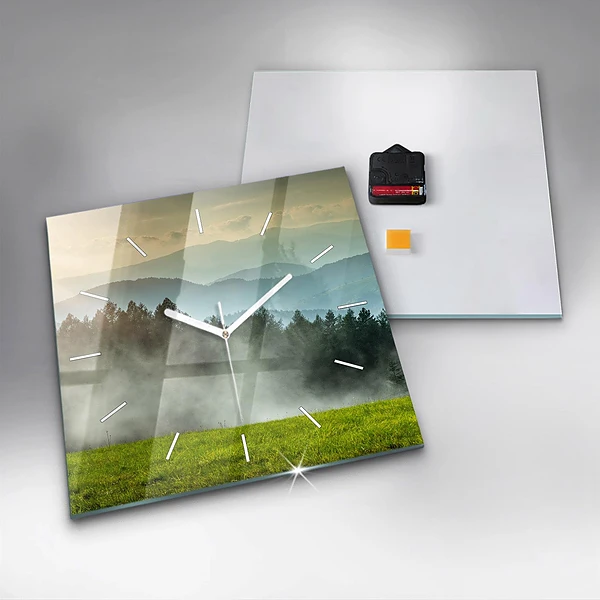 Wanduhr quadratisch mit motiv Berglandschaft
