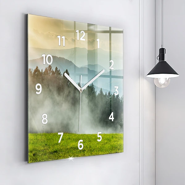 Wanduhr quadratisch mit motiv Berglandschaft