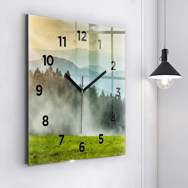 Wanduhr quadratisch mit motiv Berglandschaft