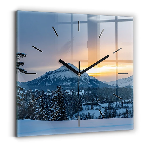 Wanduhr modern quadratisch Berglandschaft