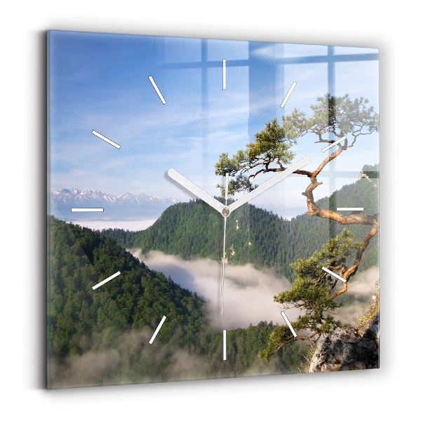 Wanduhr quadratisch mit motiv Sokolica-Gipfel im Pieniny-Gebirge
