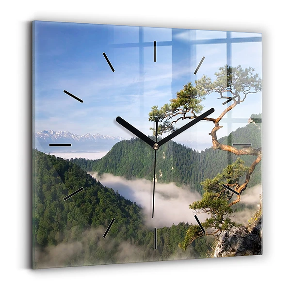 Wanduhr quadratisch mit motiv Sokolica-Gipfel im Pieniny-Gebirge