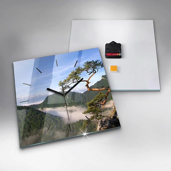 Wanduhr quadratisch mit motiv Sokolica-Gipfel im Pieniny-Gebirge