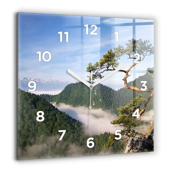 Wanduhr quadratisch mit motiv Sokolica-Gipfel im Pieniny-Gebirge