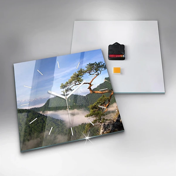 Wanduhr quadratisch mit motiv Sokolica-Gipfel im Pieniny-Gebirge