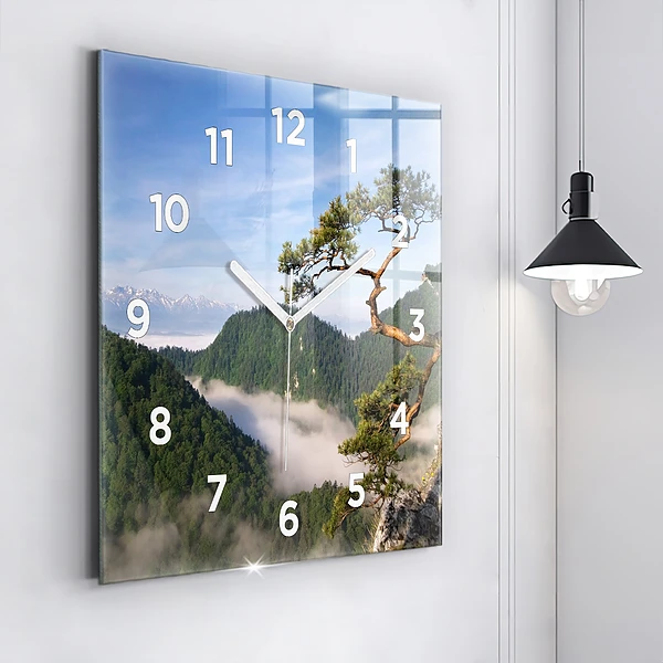 Wanduhr quadratisch mit motiv Sokolica-Gipfel im Pieniny-Gebirge