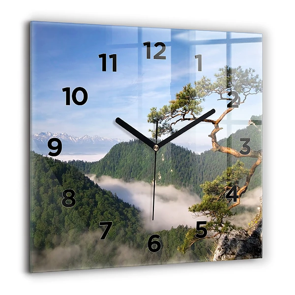 Wanduhr quadratisch mit motiv Sokolica-Gipfel im Pieniny-Gebirge