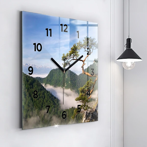 Wanduhr quadratisch mit motiv Sokolica-Gipfel im Pieniny-Gebirge
