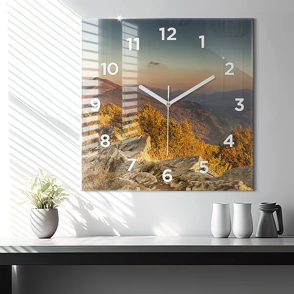 Wanduhr quadratisch mit motiv Bieszczady-Gebirge