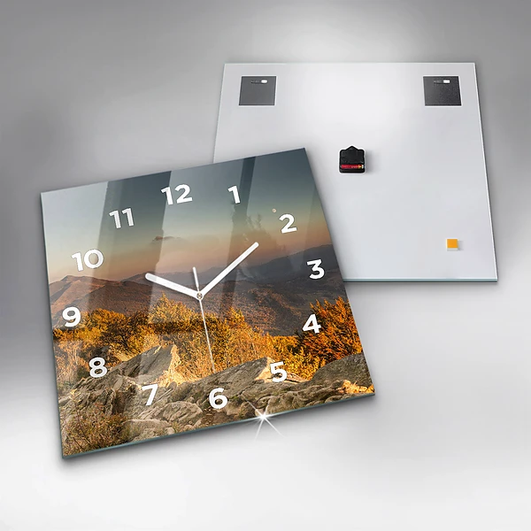 Wanduhr quadratisch mit motiv Bieszczady-Gebirge