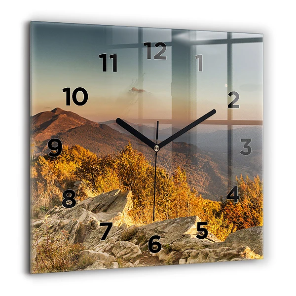 Wanduhr quadratisch mit motiv Bieszczady-Gebirge