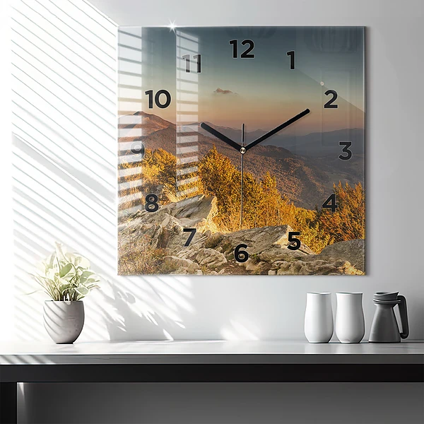 Wanduhr quadratisch mit motiv Bieszczady-Gebirge