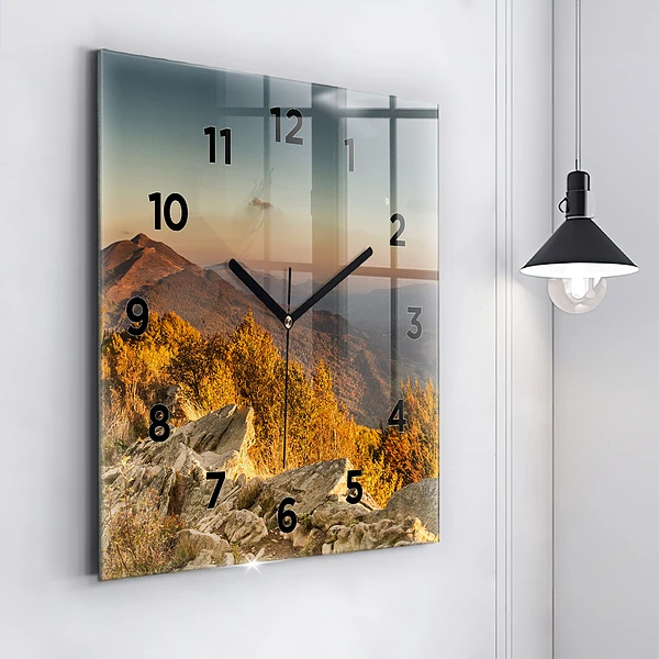 Wanduhr quadratisch mit motiv Bieszczady-Gebirge