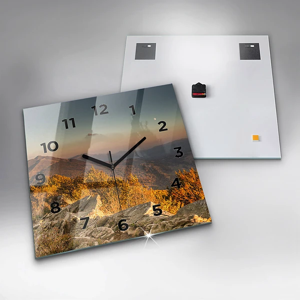 Wanduhr quadratisch mit motiv Bieszczady-Gebirge
