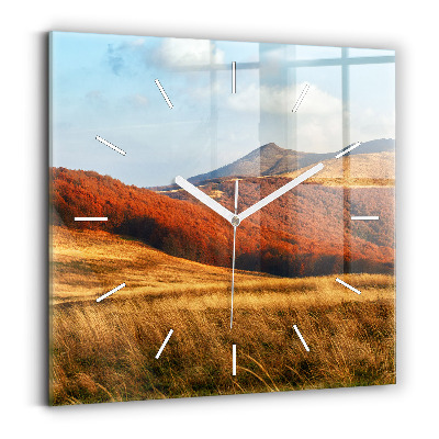 Wanduhr quadratisch Berglandschaft im Herbst