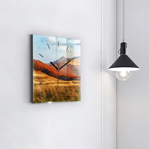 Wanduhr quadratisch Berglandschaft im Herbst