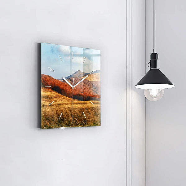 Wanduhr quadratisch Berglandschaft im Herbst