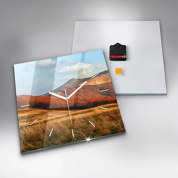 Wanduhr quadratisch Berglandschaft im Herbst