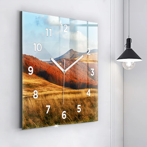 Wanduhr quadratisch Berglandschaft im Herbst