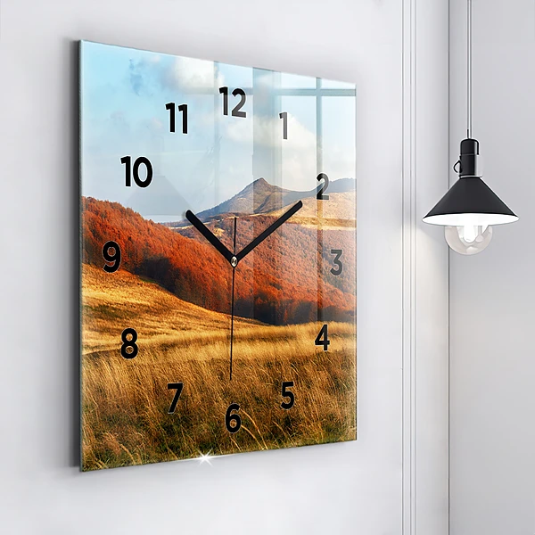 Wanduhr quadratisch Berglandschaft im Herbst