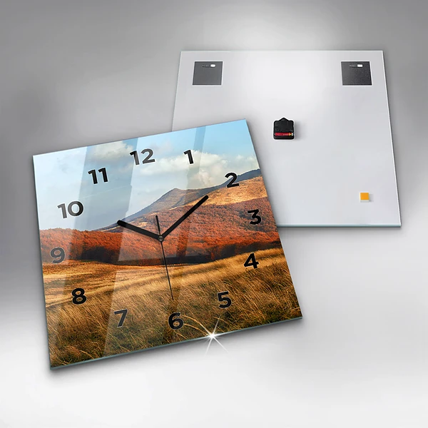 Wanduhr quadratisch Berglandschaft im Herbst
