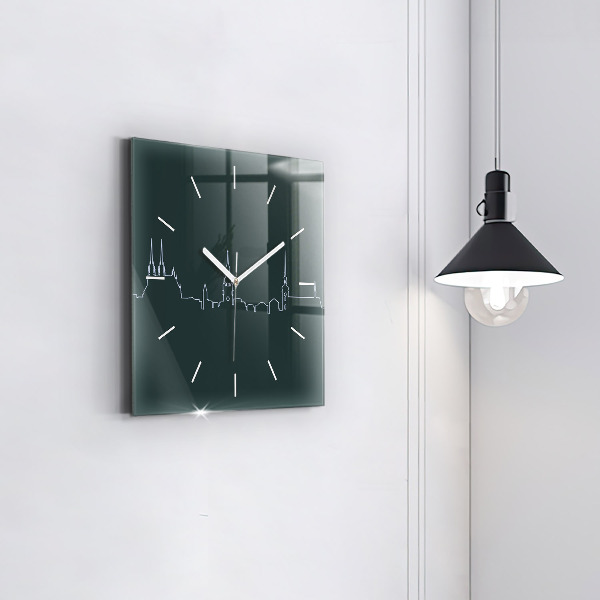 Wanduhr quadratisch mit motiv Line-art der Stadt Brünn