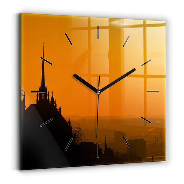 Wanduhr quadratisch Blick auf den Brünner Dom