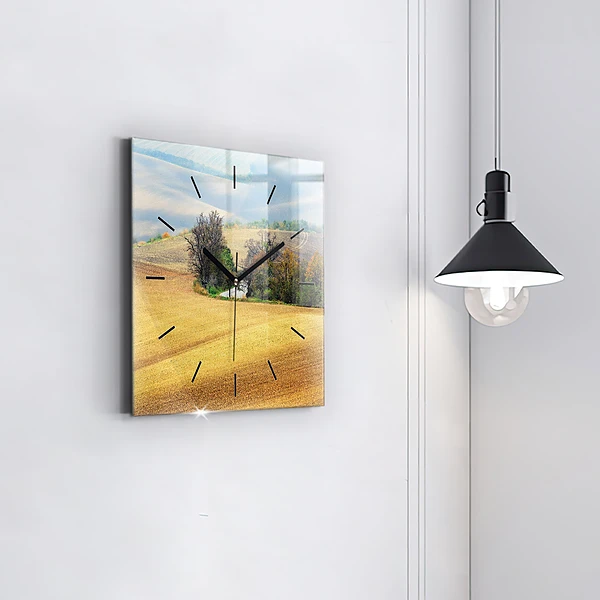 Wanduhr quadratisch Mähren Ländliche Landschaft