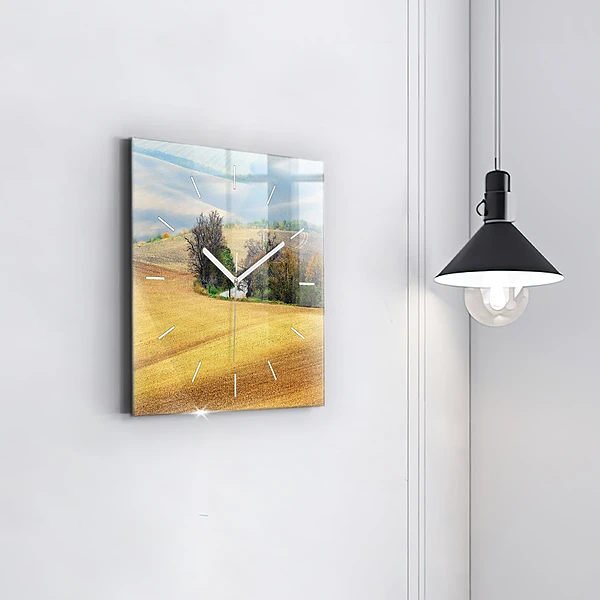 Wanduhr quadratisch Mähren Ländliche Landschaft